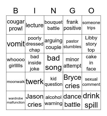 WEDDING BINGO Card