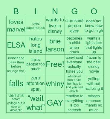 Amanda Bingo Card