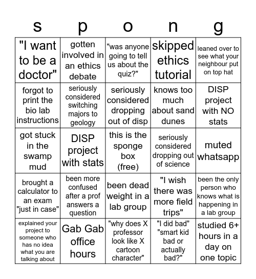 DISP BINGO Card