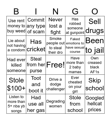 Toxic Bingo😈 Bingo Card