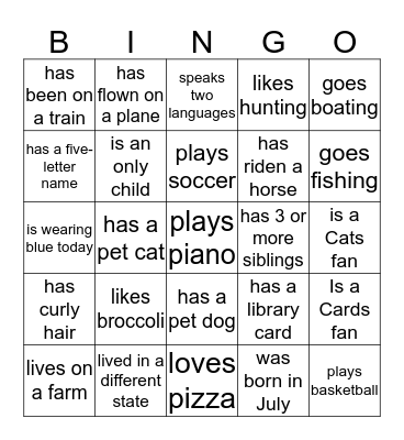 Back-to-School Bingo Card