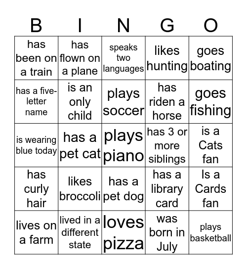 Back-to-School Bingo Card