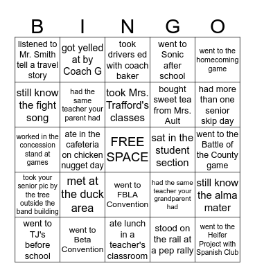 PHS Bingo Card