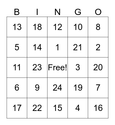 FAMILY BINGO!!!!! Bingo Card