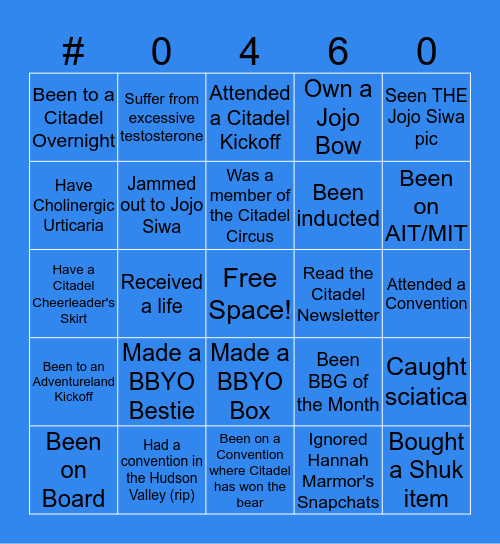 Citadel BBG's Bingo! Bingo Card
