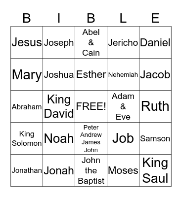 Famous People of the Bible Bingo Card