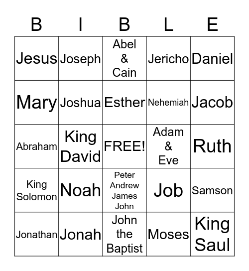 Famous People of the Bible Bingo Card