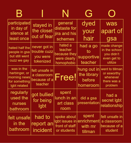 Hereford Bingo: LGBT edition Bingo Card
