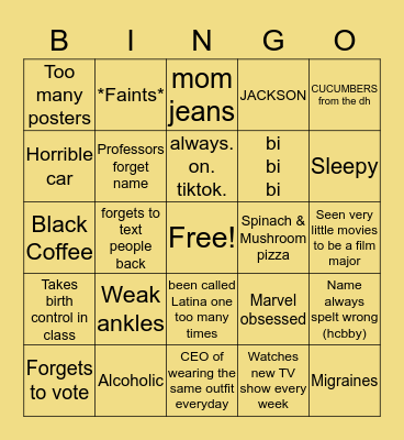 Kolbie Bingo Card