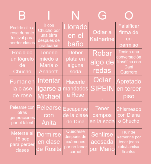 Bingo Saint Clare Bingo Card