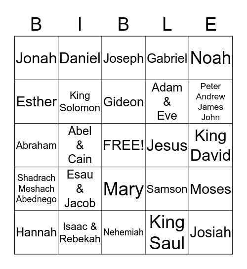 Famous People of the Bible Bingo Card