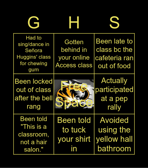 GHS Bingo Card