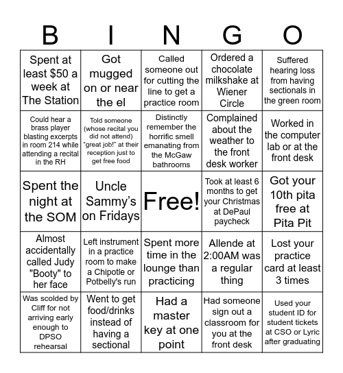 DePaul SOM Bingo Card