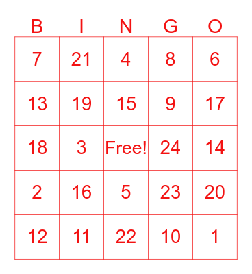 FAMILY BINGO!!!!! Bingo Card