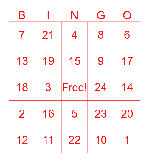 FAMILY BINGO!!!!! Bingo Card