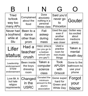 Stuart Bingo Card