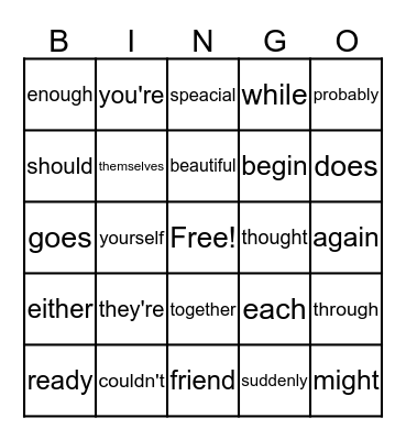 Sight Words - List G Bingo Card