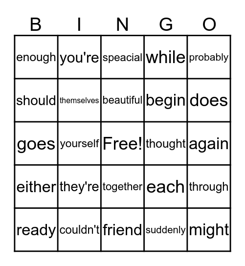 Sight Words - List G Bingo Card