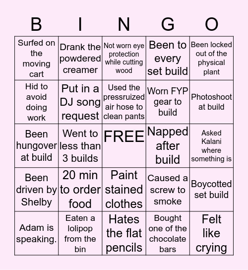 Set Build Bingo Card