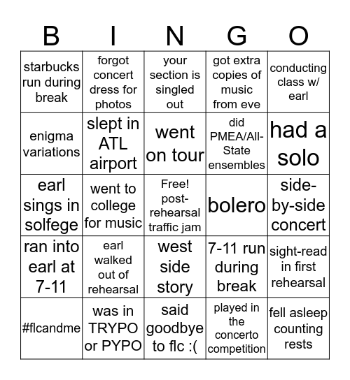 PYSO Bingo Card