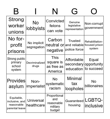Good Country Bingo Card