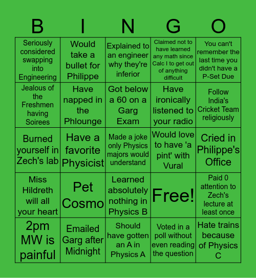 Physics '22 Bingo Card