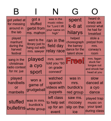 SHS Bingo (Class of ‘17) Bingo Card