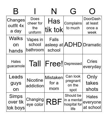 Bingo kaylee edition Bingo Card