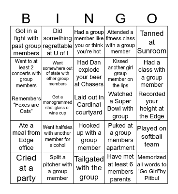 DADS Bingo Card