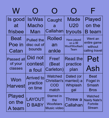 Woof Bingo Card