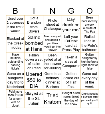 BUFFS BINGO Card