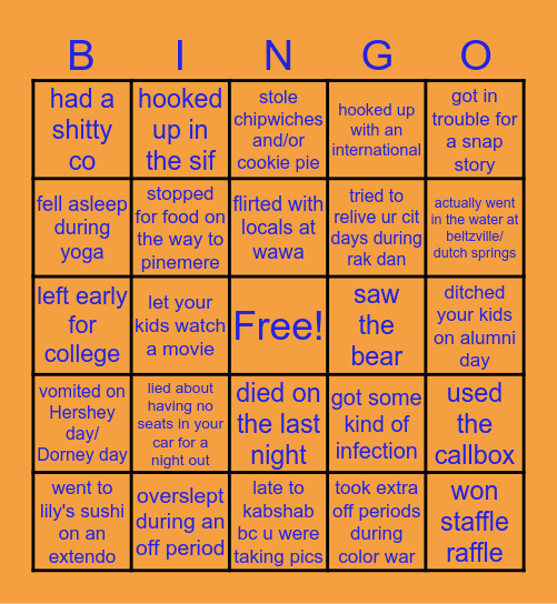 Harlam Bingo: Staff Edition Bingo Card
