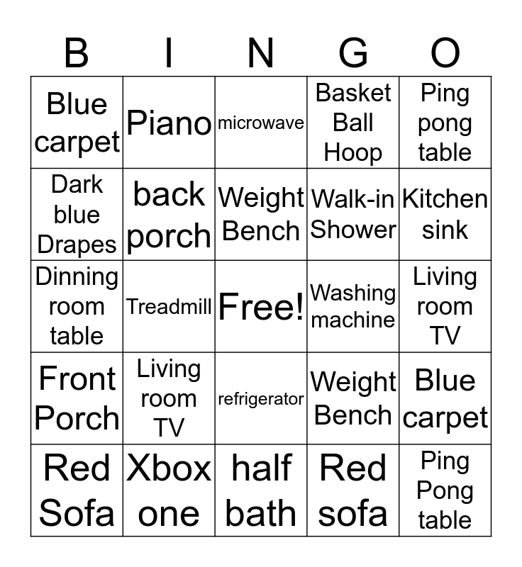 Lambert House Hold Bingo Card