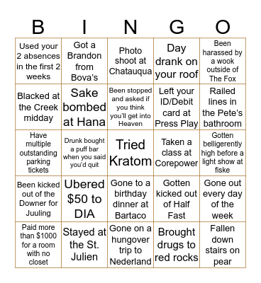 BUFFS BINGO Card