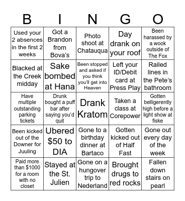 BUFFS BINGO Card