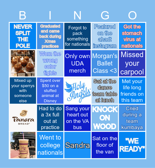 𝑯𝒐𝒍𝒚 𝑨𝒏𝒈𝒆𝒍𝒔 𝑫𝒂𝒏𝒄𝒆 𝑻𝒆𝒂𝒎 𝑩𝒊𝒏𝒈𝒐 Bingo Card