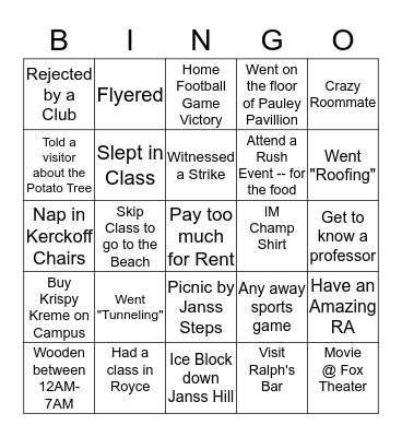 Bruin Bingo Card