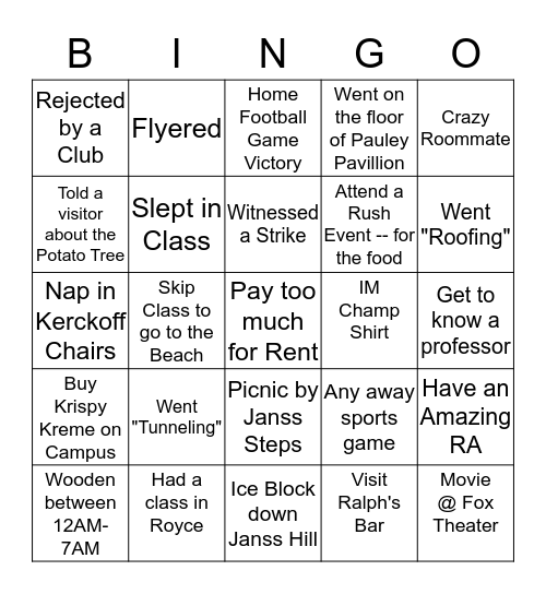 Bruin Bingo Card