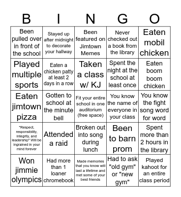 Jimtown Bingo :) Bingo Card
