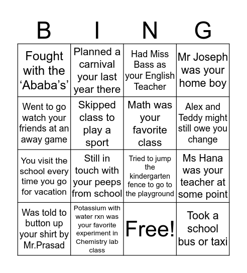 Greek Community School Bingo Card