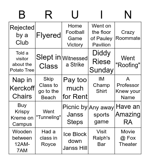 UCLA BINGO Card