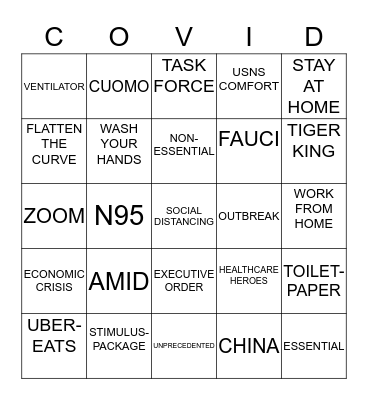 COVID-19 BUZZ WORDS Bingo Card