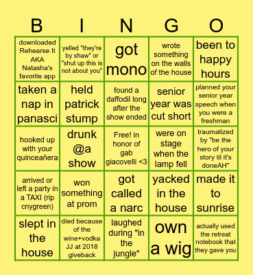 Random Bingo Not Affiliated With Anything :) Bingo Card