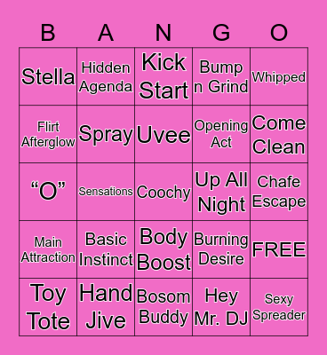 Pure Romance Bingo Card