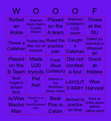 Woof Bingo Card