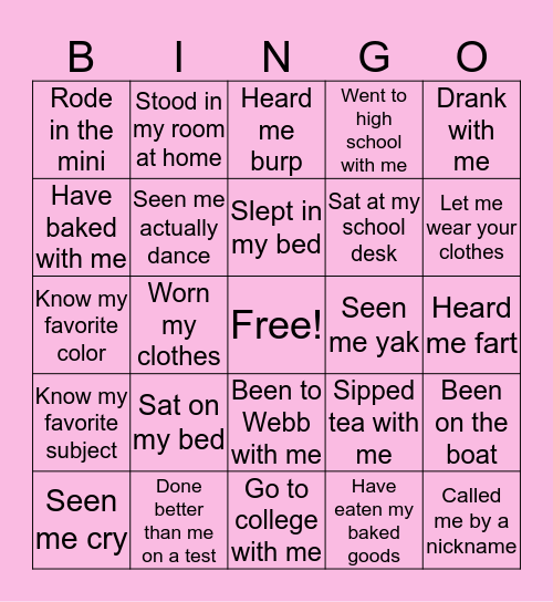 Y O U & G R A M Y Bingo Card