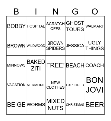 NIFTY FIFTY LAURA BINGO Card