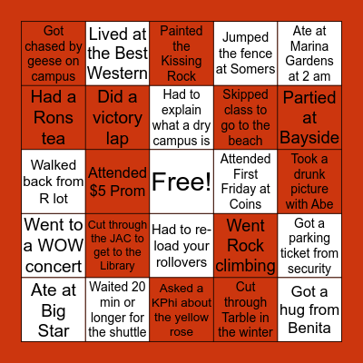 Carthage College Bingo Card