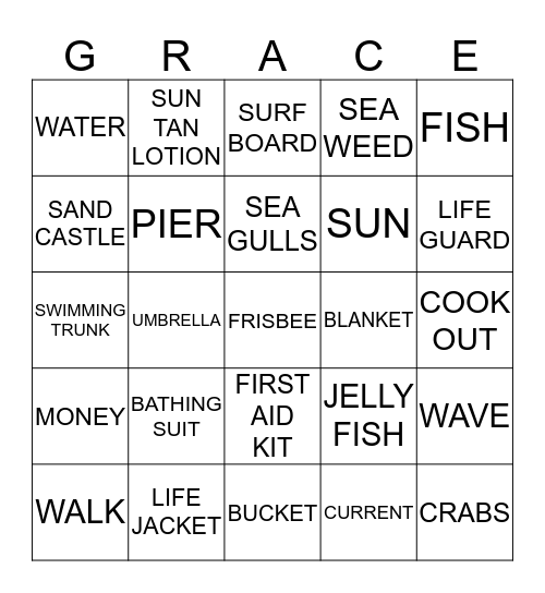 GADDIS FAMILY REUNION Bingo Card