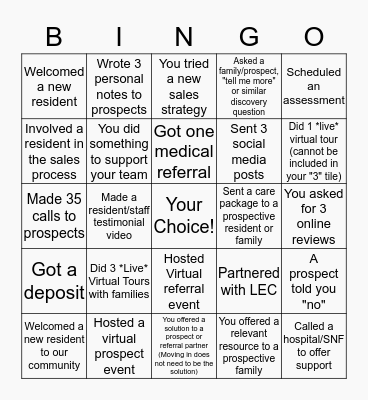 Sales Bingo--Covid Style Bingo Card